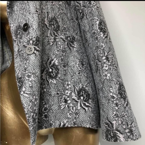Lucia’s Sarto Grey Lace Winter Jacket Pockets blazer coat - Picture 7 of 10